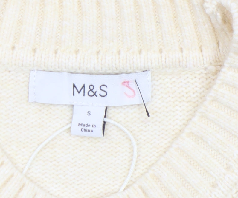 Womens UK Size S Marks and Spencer Ivory Pullover Jumper