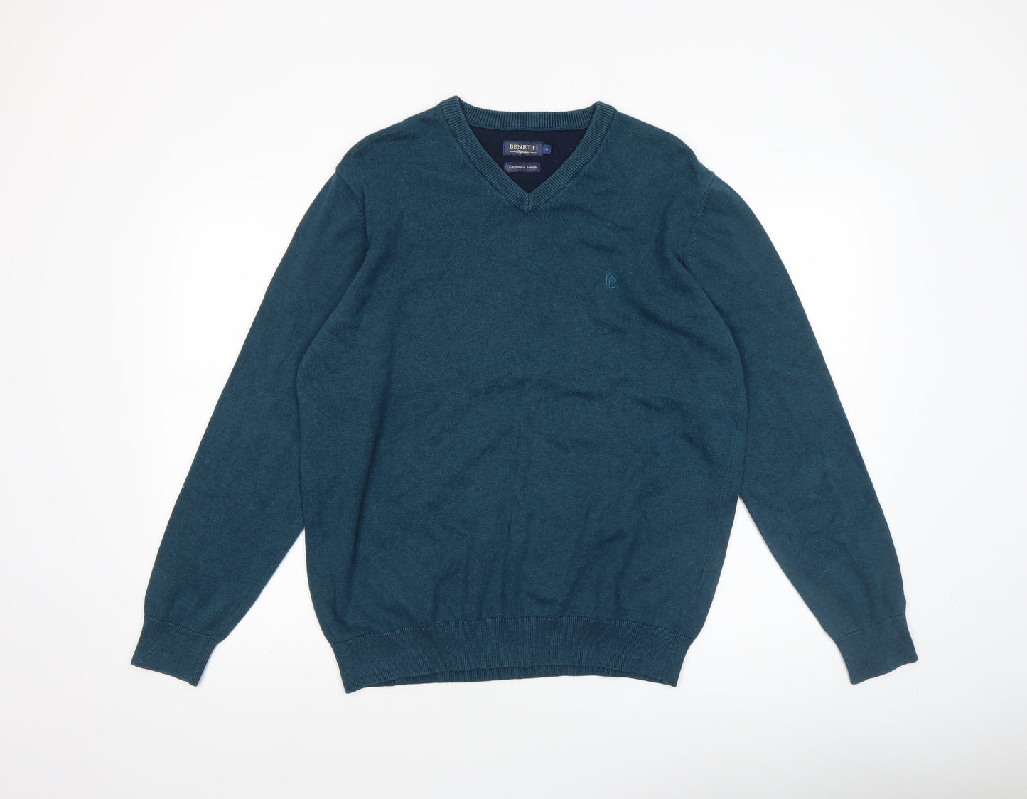 Mens UK Size L Benetti Blue Pullover Jumper
