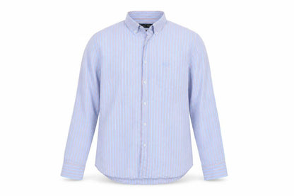 Paul Costelloe Living Men's Blue Striped Cotton Long Sleeve Button-Up Shirt Medium