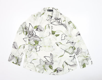 Womens UK Size 12 Zara White Basic Button-Up