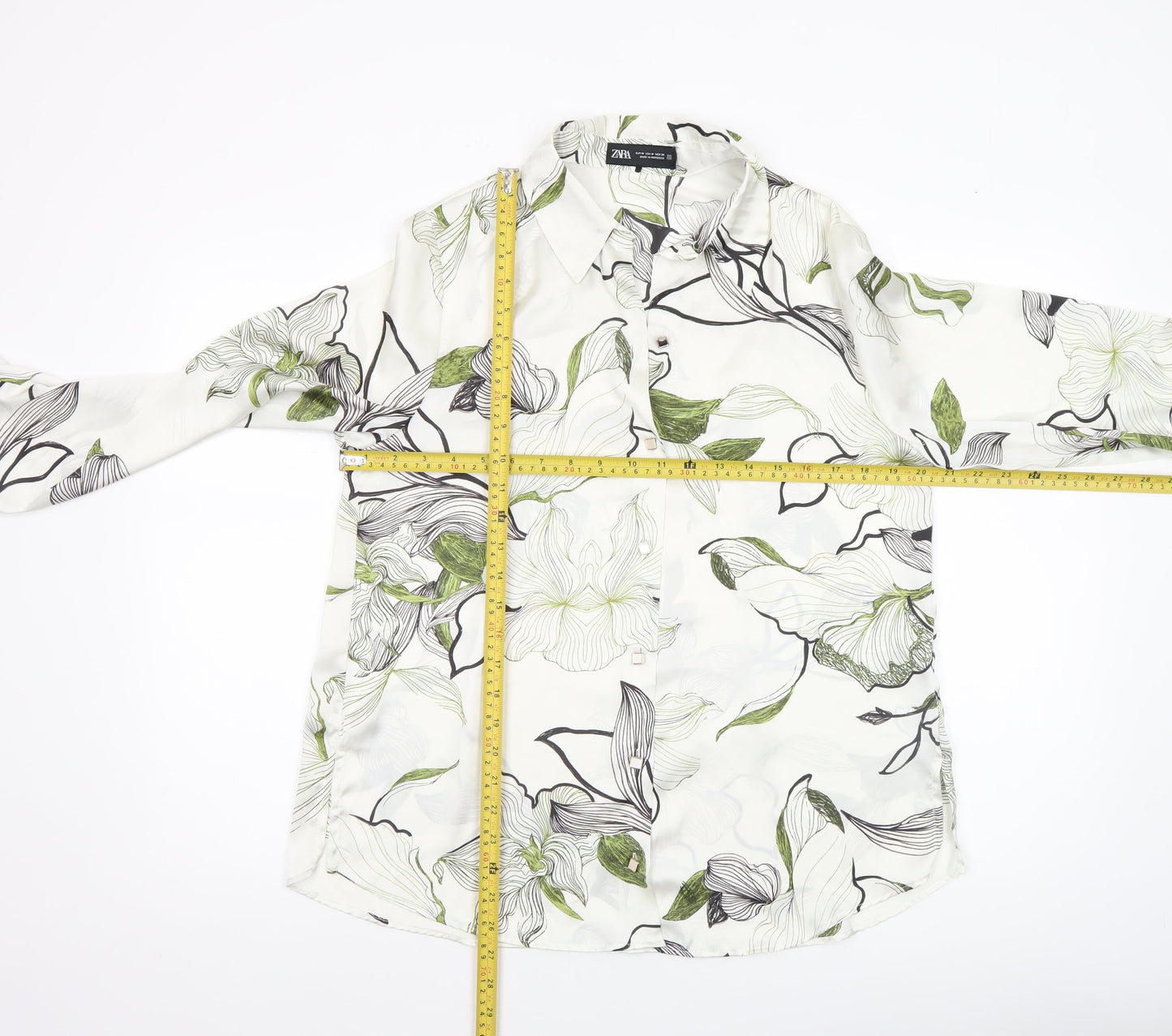 Womens UK Size 12 Zara White Basic Button-Up