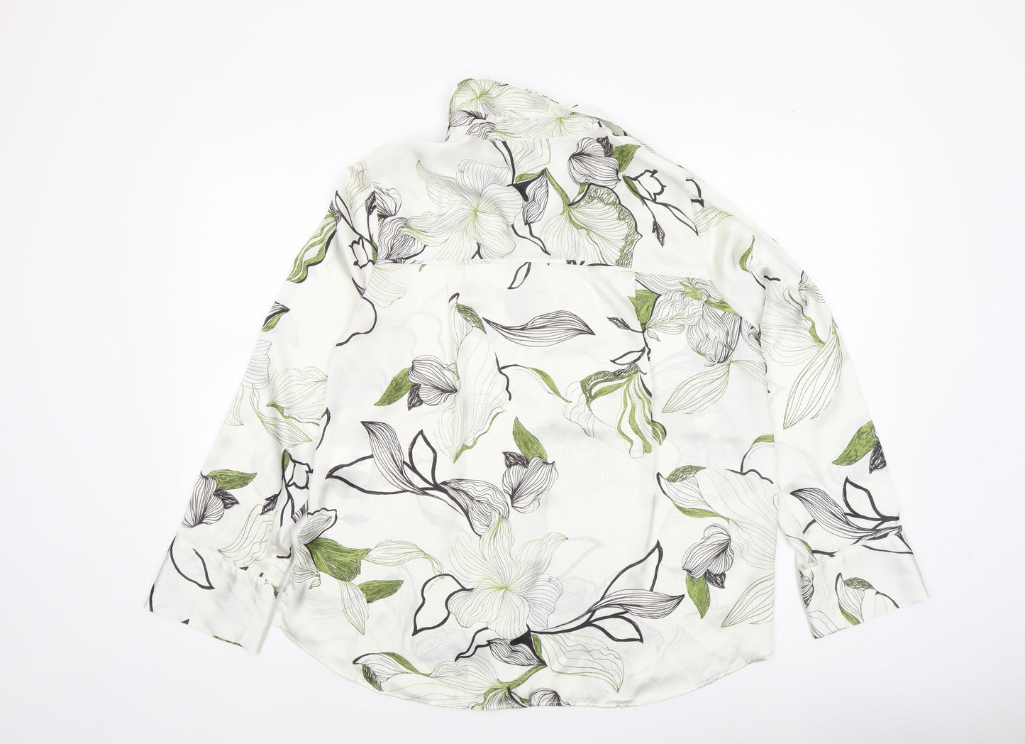 Womens UK Size 12 Zara White Basic Button-Up