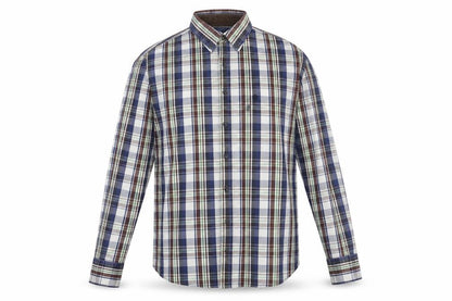 Bugatti Men's Multicoloured Checked Button-Down Long Sleeve Cotton Shirt L