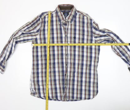 Bugatti Men's Multicoloured Checked Button-Down Long Sleeve Cotton Shirt L