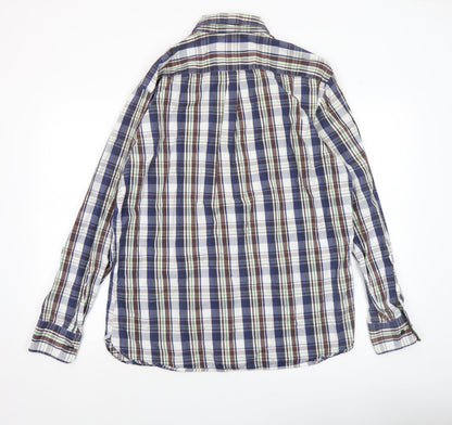 Bugatti Men's Multicoloured Checked Button-Down Long Sleeve Cotton Shirt L