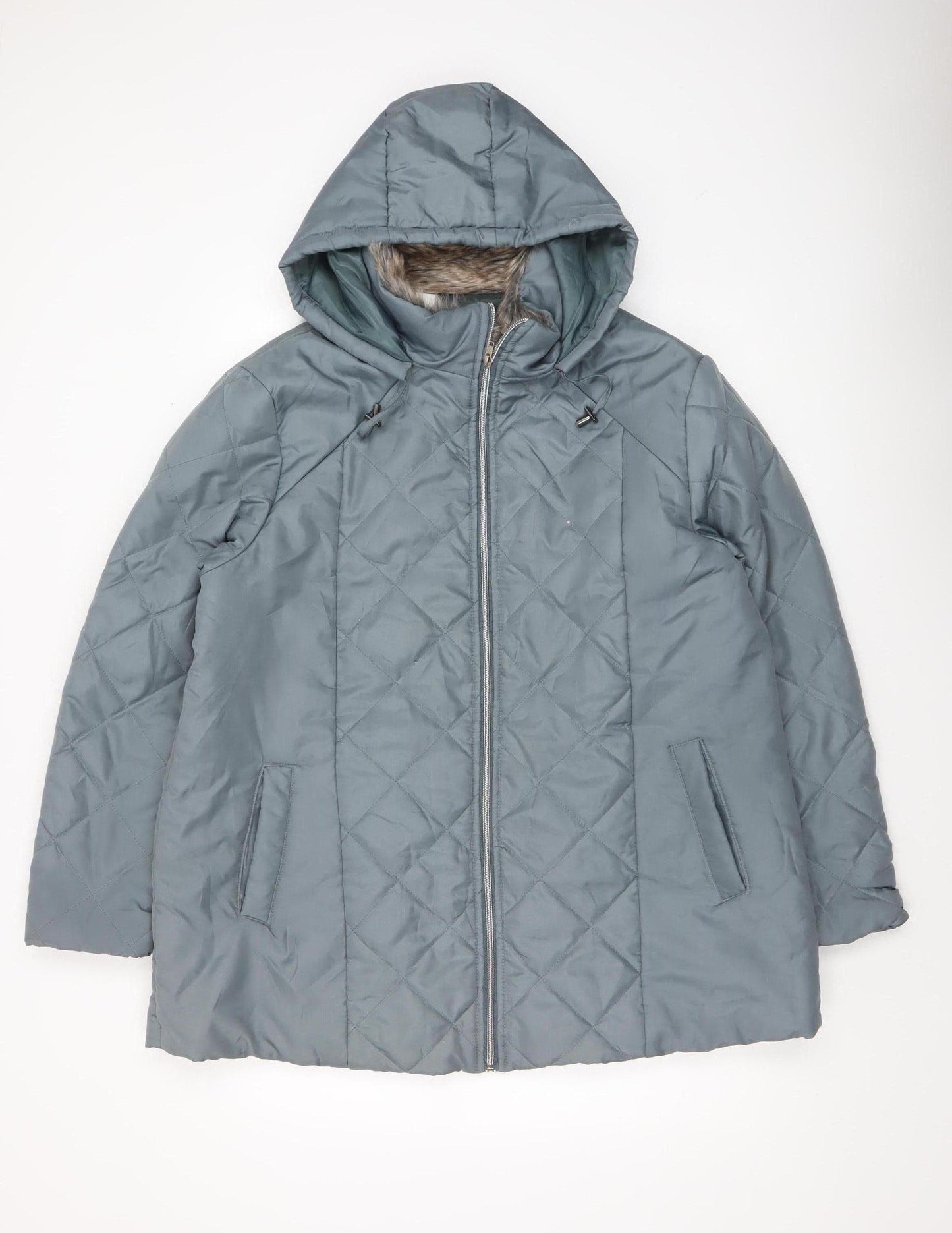 Womens UK Size L ANNE DE LANCAY Grey Puffer Jacket