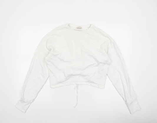 Womens UK Size 8 H&M White Cropped T-Shirt