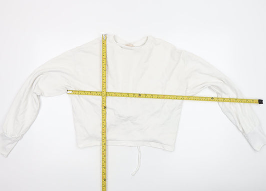 Womens UK Size 8 H&M White Cropped T-Shirt