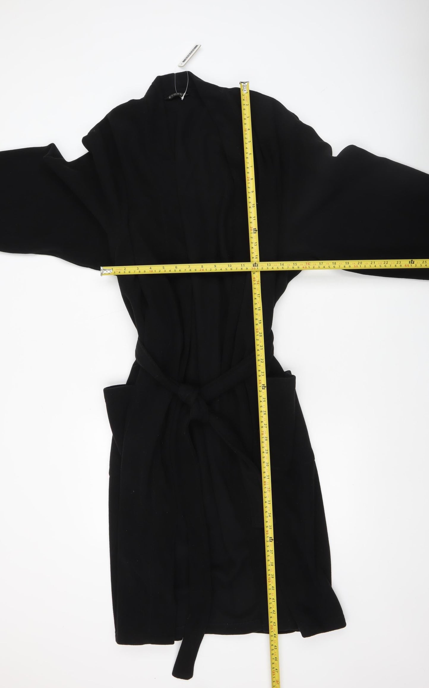 George Men's Black Fleece Robe Medium Belted Polyester Winter