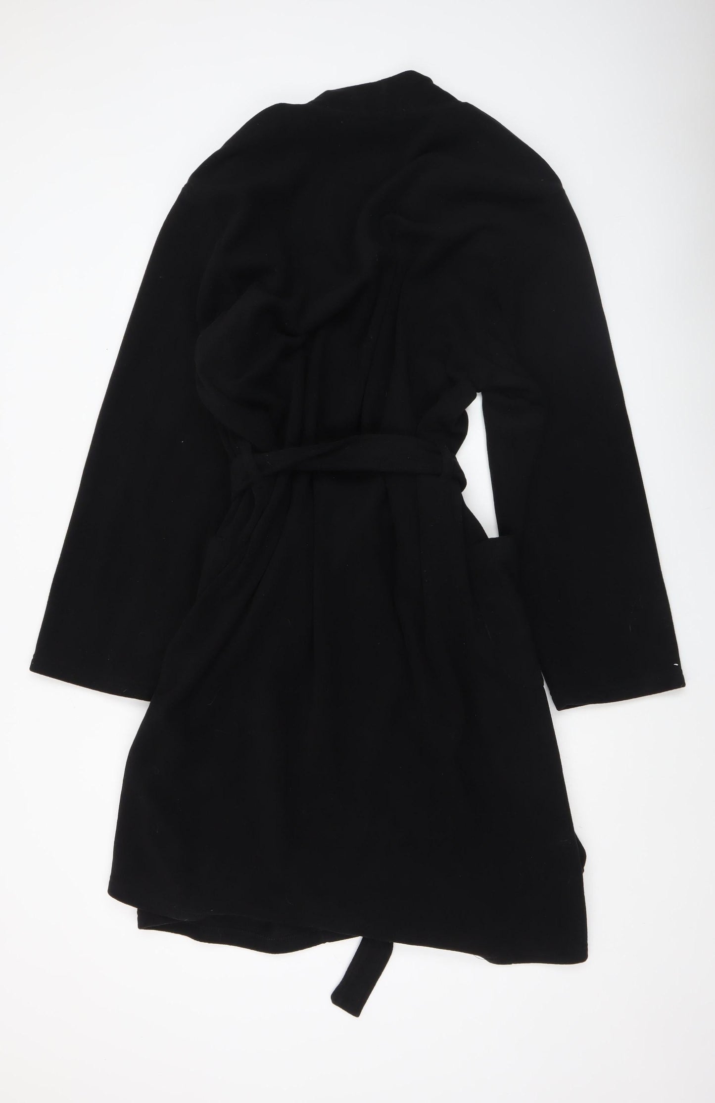 George Men's Black Fleece Robe Medium Belted Polyester Winter