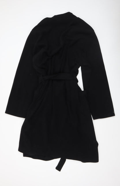 George Men's Black Fleece Robe Medium Belted Polyester Winter