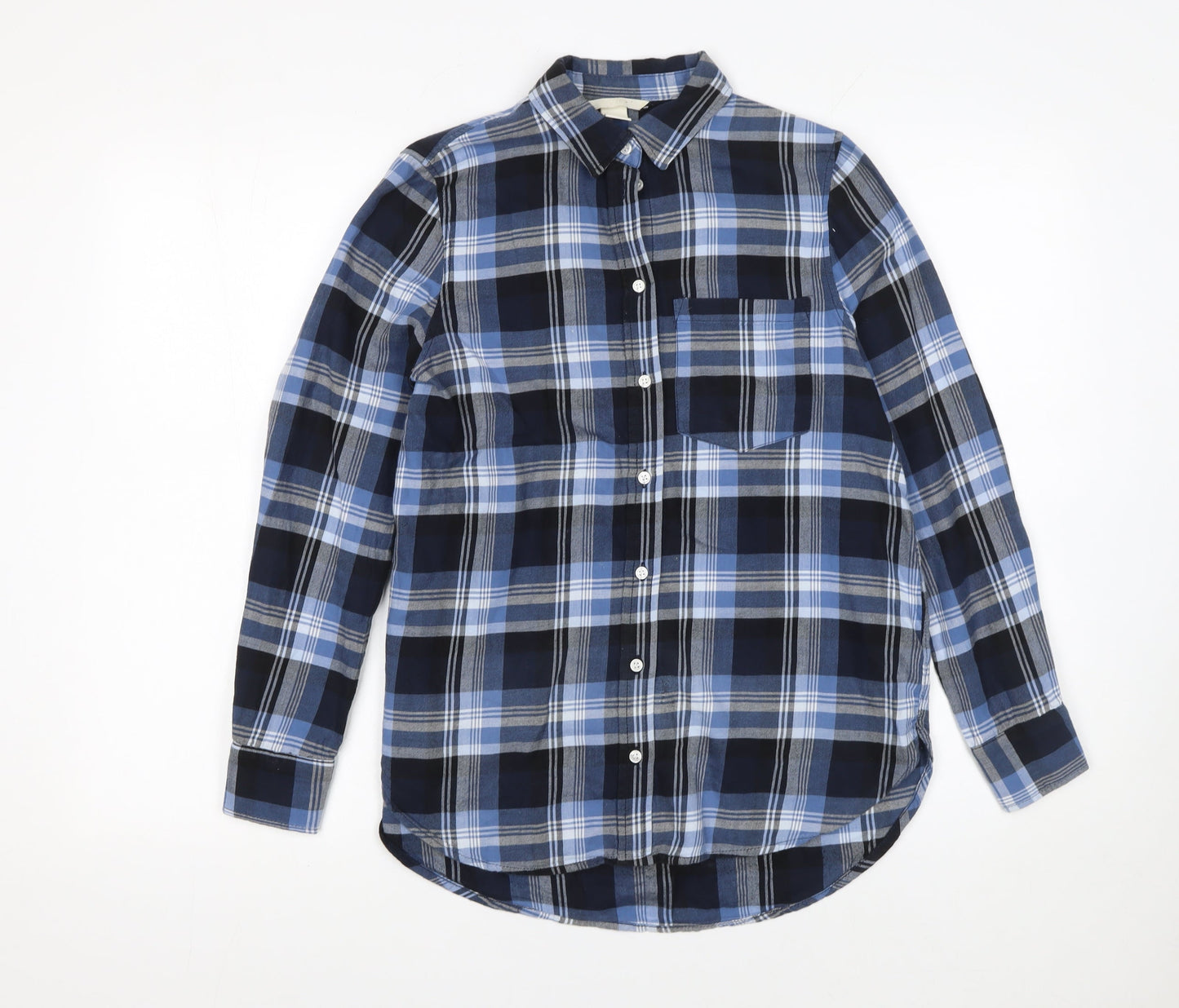 Womens UK Size 6 H&M Blue Basic Button-Up