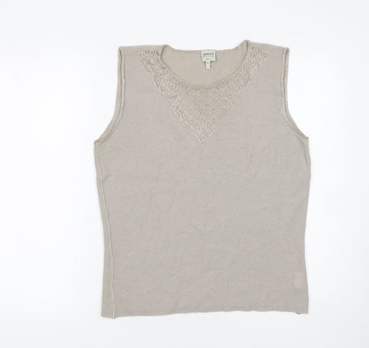 Womens UK Size 14 Armani Collezioni Beige Vest Jumper