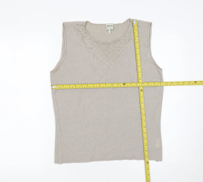 Womens UK Size 14 Armani Collezioni Beige Vest Jumper