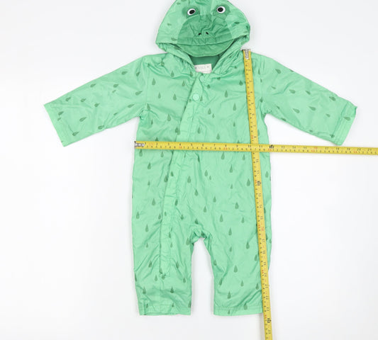 Marks and Spencer Unisex Baby Green 6-9 Months Hooded Rain Snowsuit