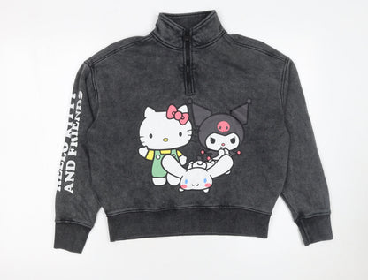Primark Girls Black Hello Kitty Full Zip Fleece Sweatshirt 11-12 Years