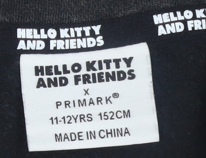 Primark Girls Black Hello Kitty Full Zip Fleece Sweatshirt 11-12 Years