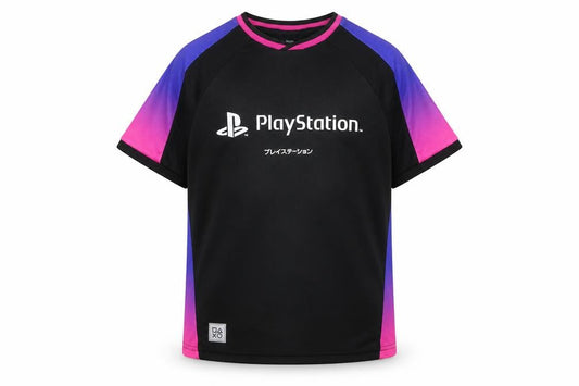 Front view of PlayStation boys’ black 9-10 years short sleeve jersey t-shirt