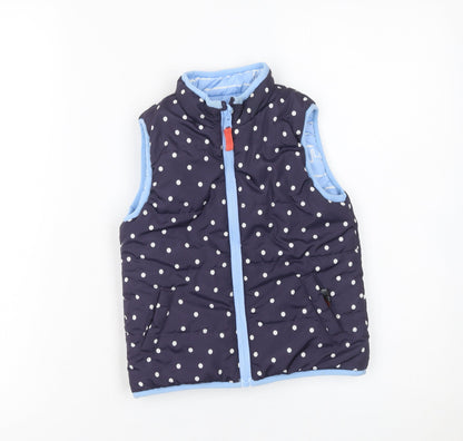 Nutmeg Girls Blue Polka Dot Padded Sleeveless Waistcoat 2-3 Years