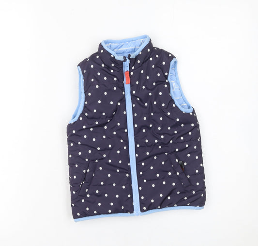 Nutmeg Girls Blue Polka Dot Padded Sleeveless Waistcoat 2-3 Years