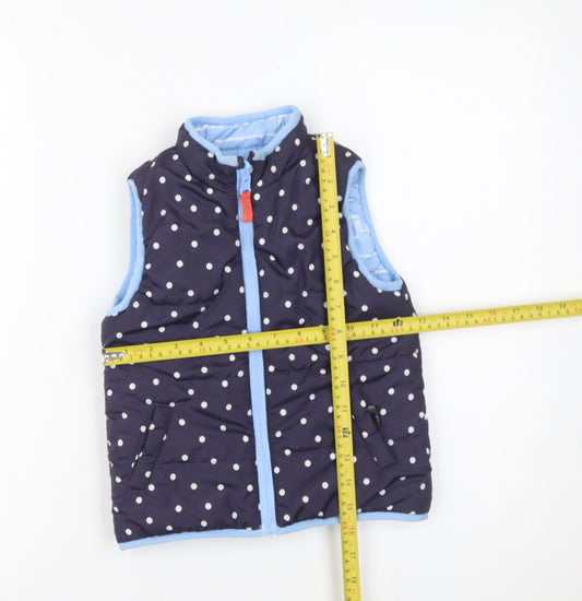 Nutmeg Girls Blue Polka Dot Padded Sleeveless Waistcoat 2-3 Years