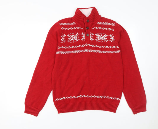 Womens UK Size 14 Chaps Red Henley Jumper