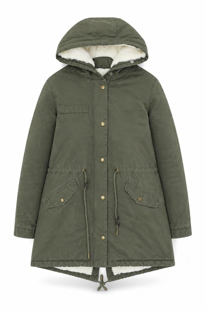 Womens UK Size S Barone Firenze Green Parka Coat