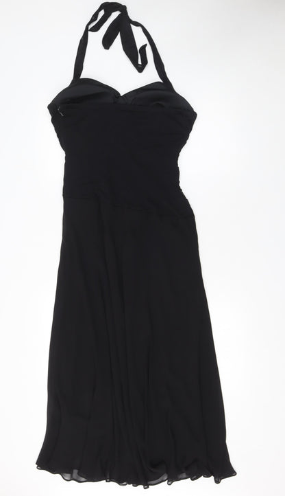 Sangria Women’s Black Size 14 Fit & Flare Chiffon Halter Dress