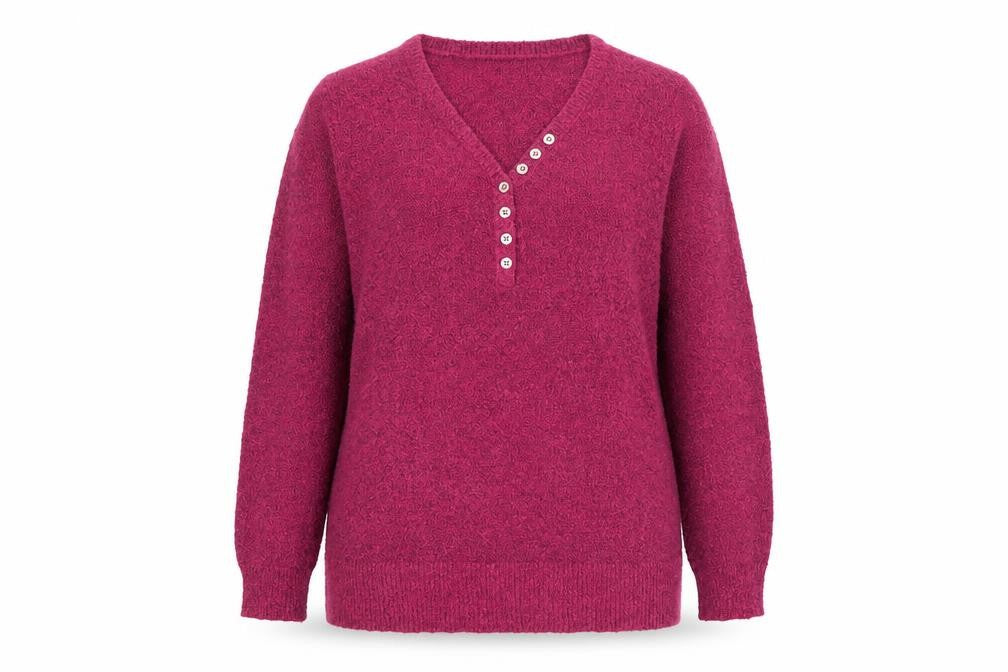 Womens UK Size 16/18 Julipa Purple Henley Jumper