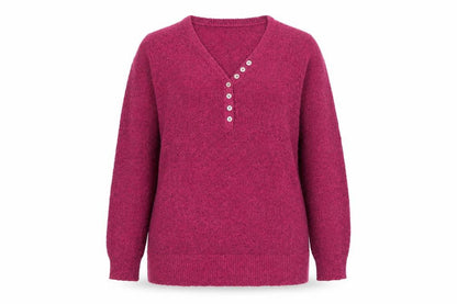 Womens UK Size 16/18 Julipa Purple Henley Jumper