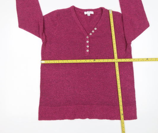 Womens UK Size 16/18 Julipa Purple Henley Jumper