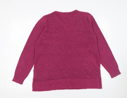 Womens UK Size 16/18 Julipa Purple Henley Jumper