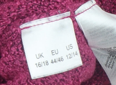 Womens UK Size 16/18 Julipa Purple Henley Jumper