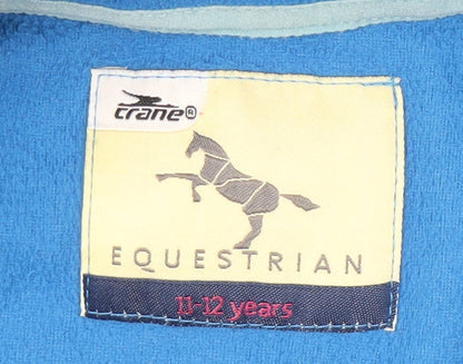 Crane Girls Blue Fleece 1/4 Zip Equestrian Sweatshirt 11-12 Years