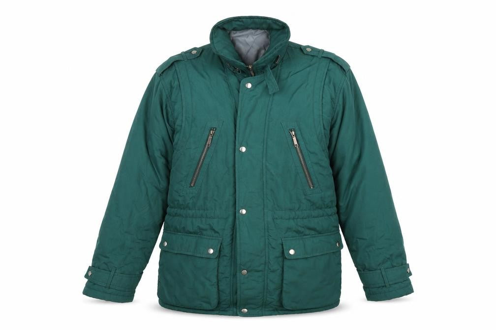C&A Mens Green L Regular Parka Jacket 44in Stand Collar Winter Coat