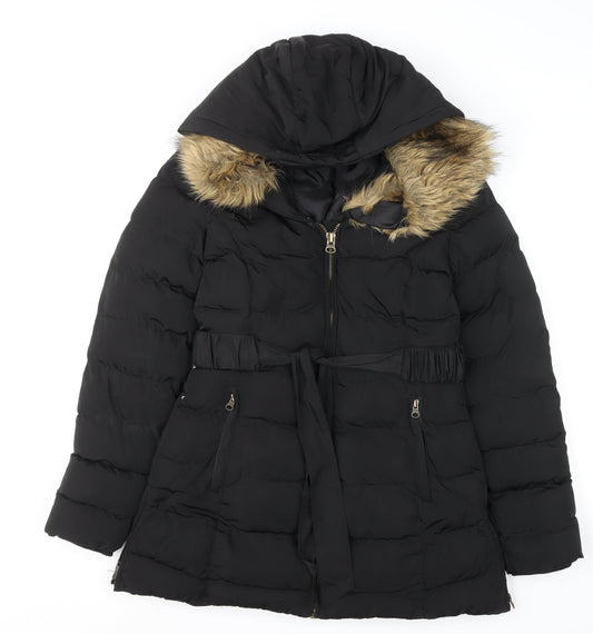 Womens UK Size 6 Golddigga Black Puffer Jacket