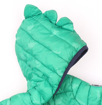 Baby GAP Green Dinosaur Hooded Puffer Jacket 0-6 Months Unisex Winter Coat