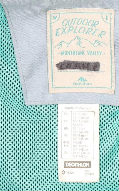 Boys UK Size 10-11 Years Quechua Blue Rain Coat