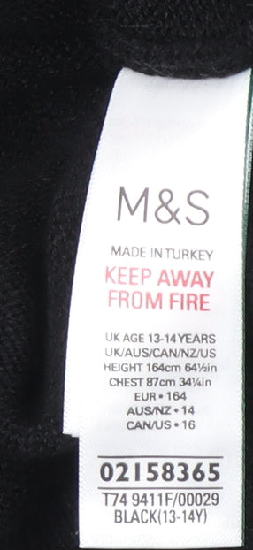 Girls UK Size 13-14 Years Marks and Spencer Black Cardigan Jumper