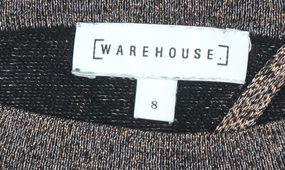 Womens UK Size 8 Warehouse Brown Wrap Blouse