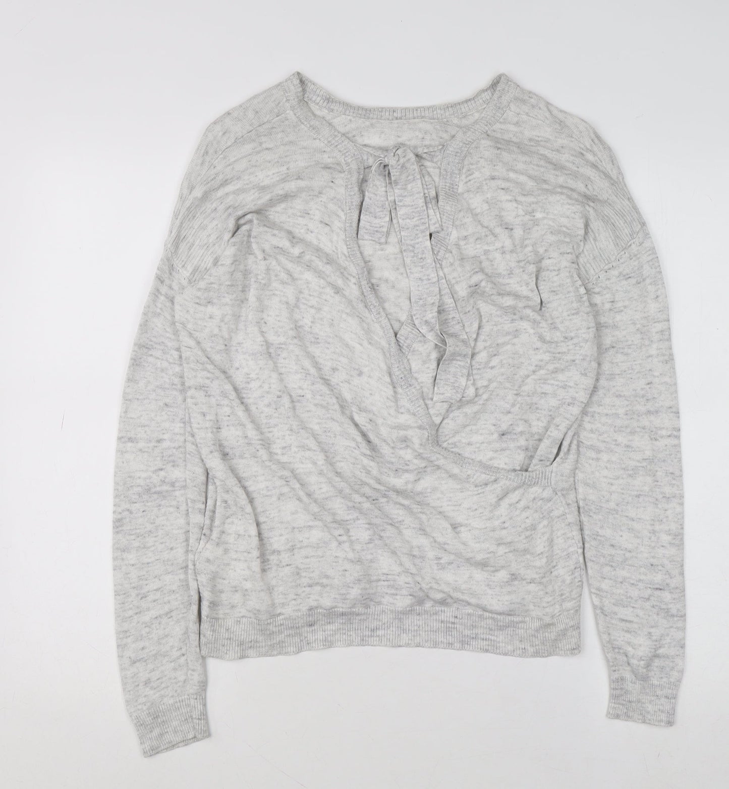 Womens UK Size 12 NEXT Grey Wrap Jumper