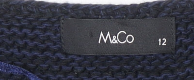 Womens UK Size 12 M&Co Blue Pullover Jumper