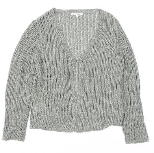 Womens UK Size L Laura Ashley Grey Cardigan Jumper
