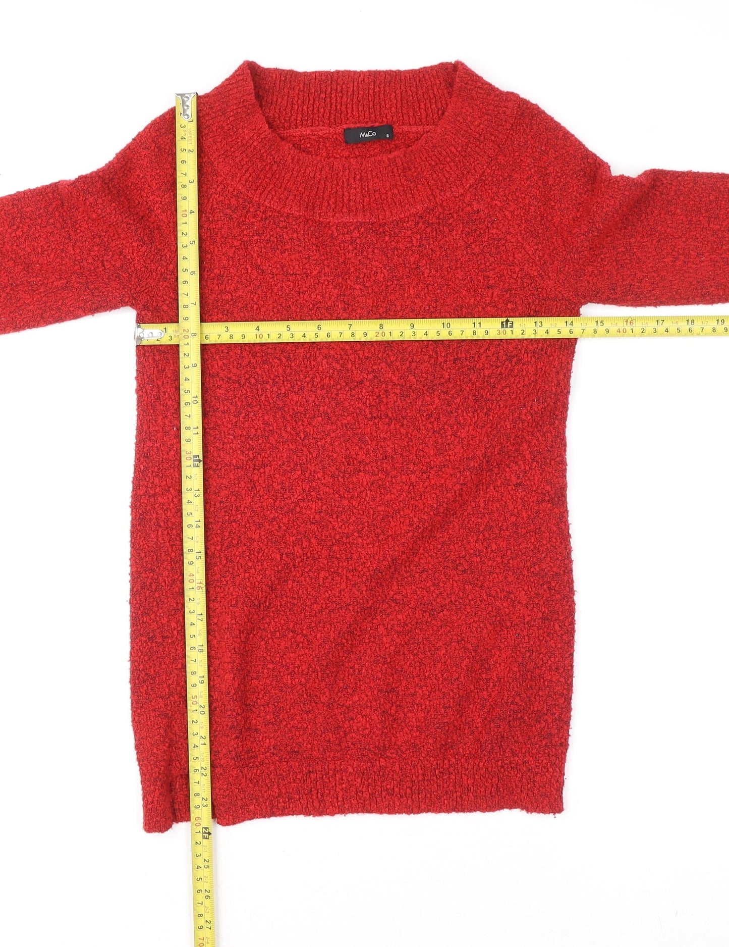 Womens UK Size 8 M&Co Red Pullover Jumper