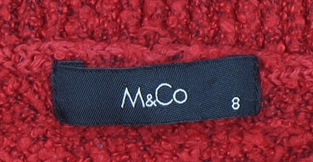 Womens UK Size 8 M&Co Red Pullover Jumper