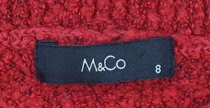 Womens UK Size 8 M&Co Red Pullover Jumper
