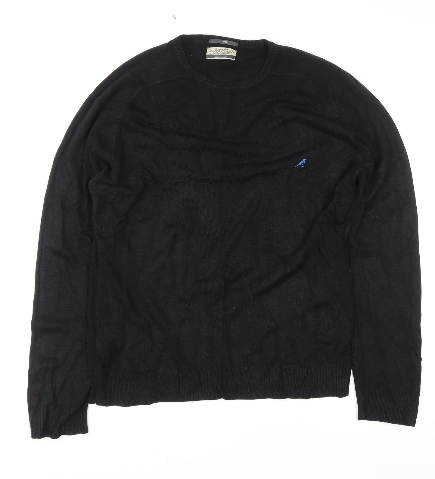 Mens UK Size L River Island Black Pullover Jumper