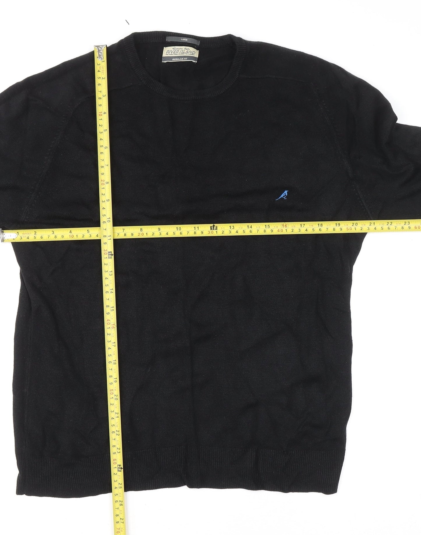 Mens UK Size L River Island Black Pullover Jumper