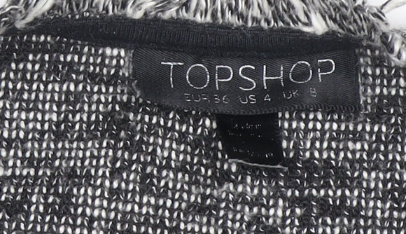 Womens UK Size 8 Topshop Grey Cropped Blouse
