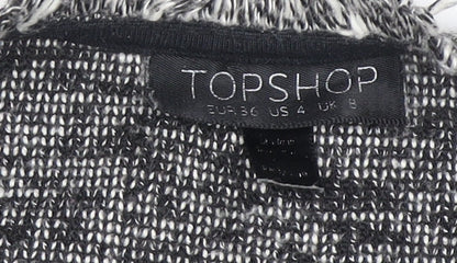 Womens UK Size 8 Topshop Grey Cropped Blouse